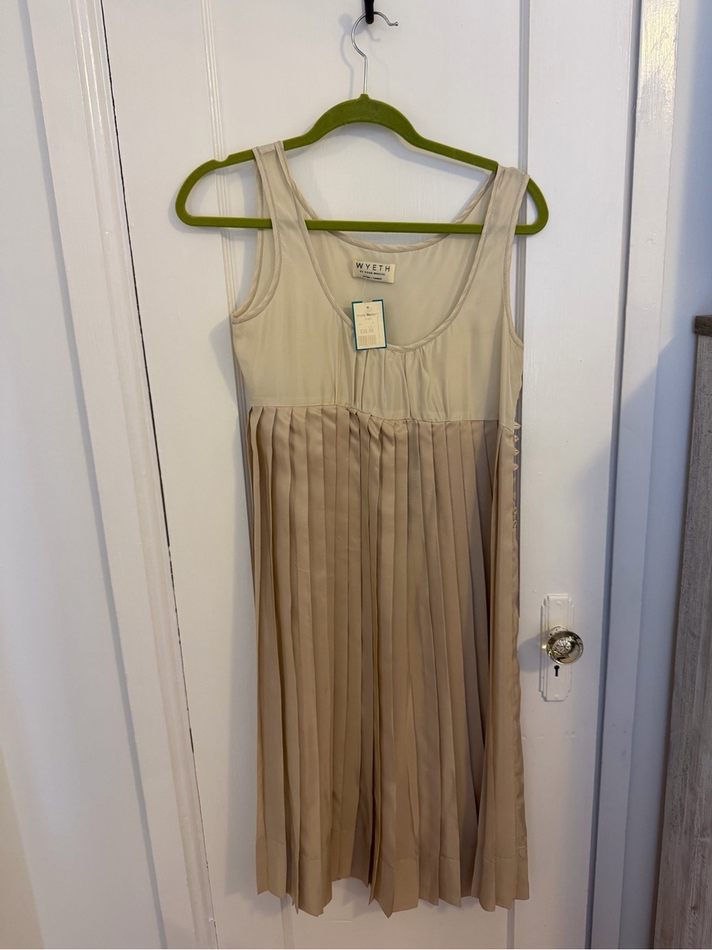 Wyeth by Todd Magill Beige Pleated Tank Dress